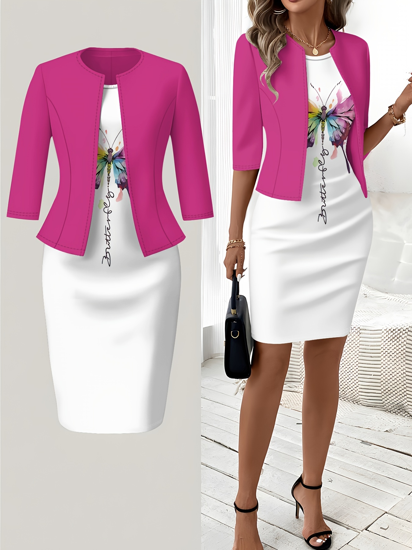 Women Formal Wear Set - autumn and winter styles Butterfly Print
