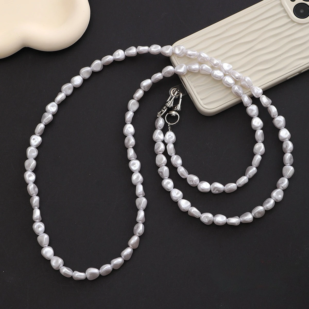 Pearl Necklace Set - Mobile Phone Lanyard Luxury Pearl Bead