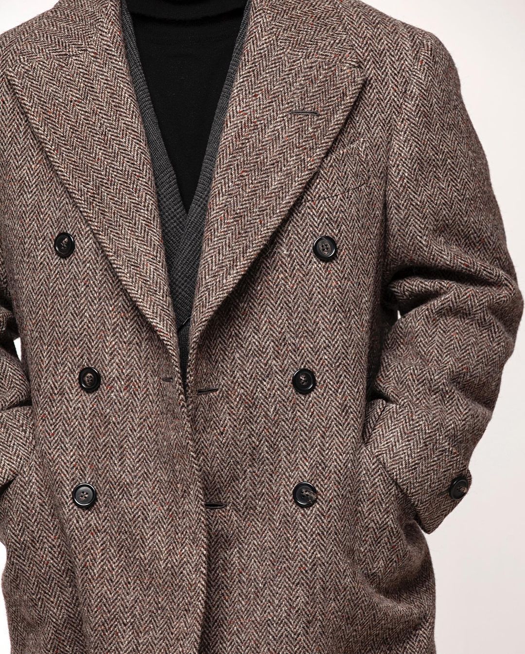 Herringbone Men Short Coat Ove - Tailored Coat Wool ulasan dan harga