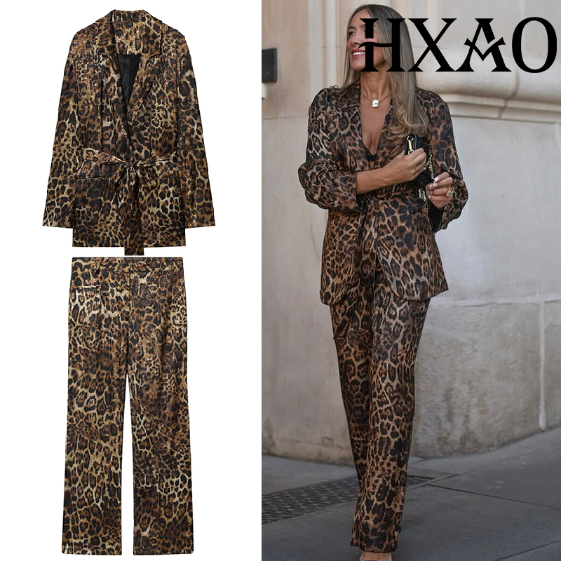 HXAO Leopard Pants Sets 2 Piec - Women Formal Wear Set ulasan dan harga