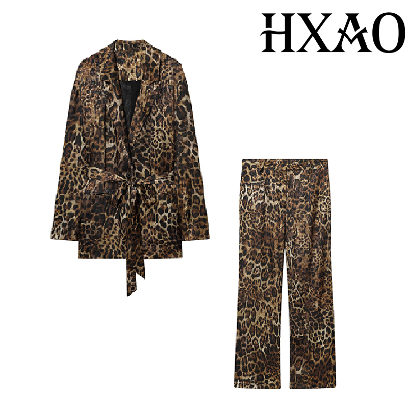 HXAO Leopard Pants Sets 2 Piec - Women Formal Wear Set ulasan dan harga