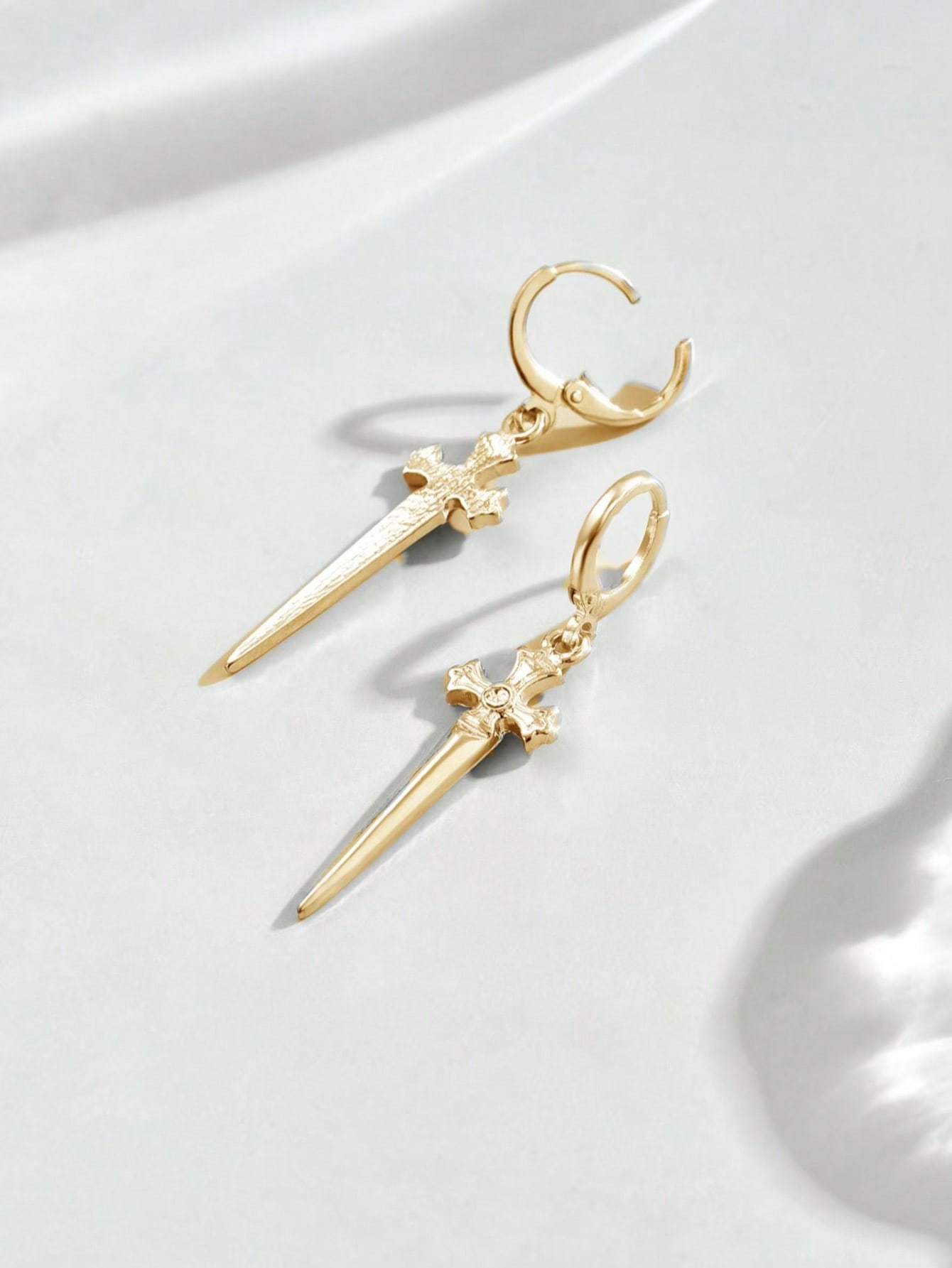 Gold Sword Cross Dangle Earrin - Women'S Gothic Formal Wear ulasan dan harga