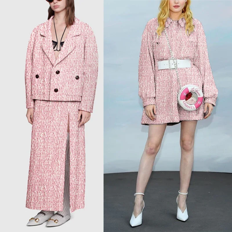 Redraspberry 145cm Pink White  - Tailored Coat Wool ulasan dan harga