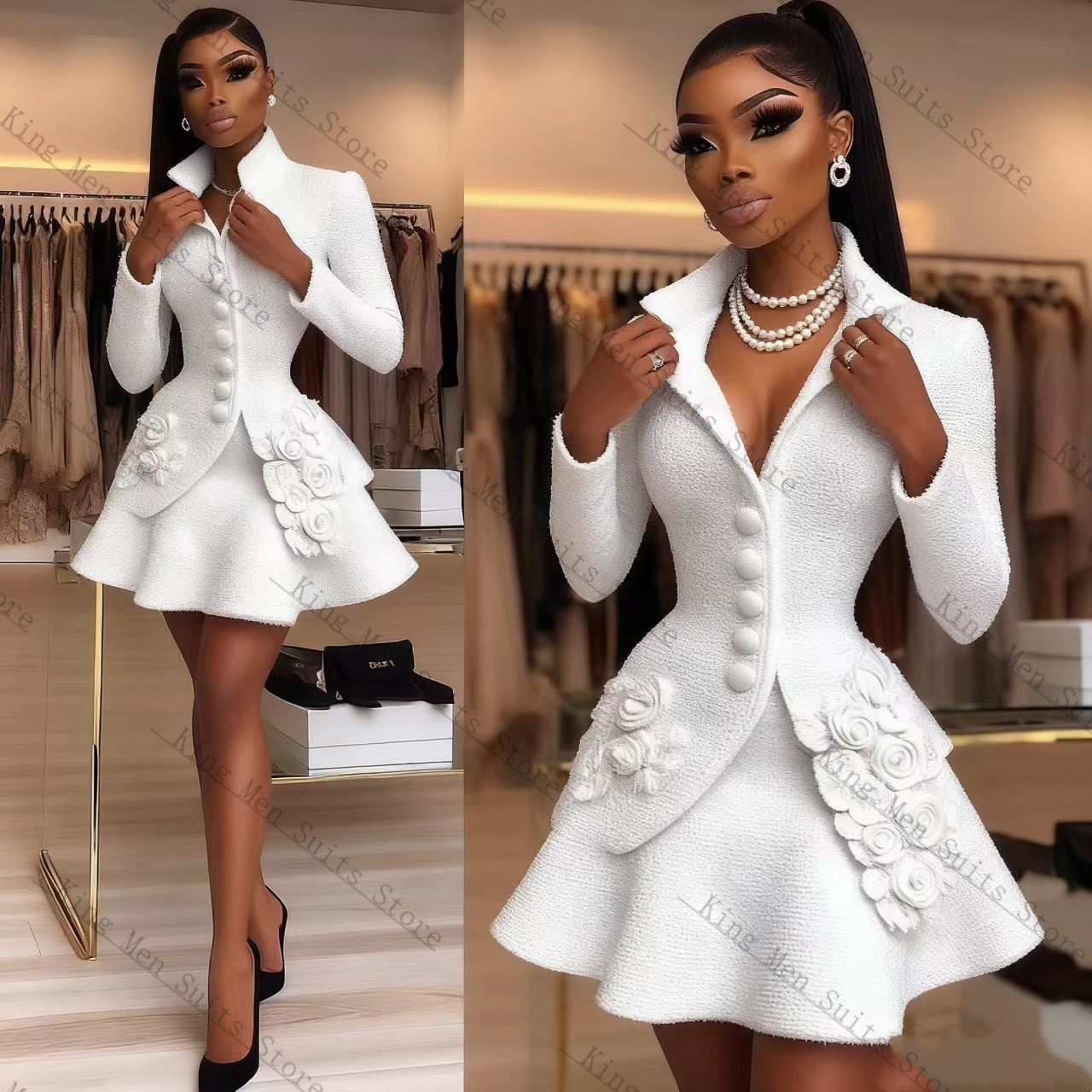Luxury White Women Suit Set 2  - Women Luxury Formal Wear ulasan dan harga