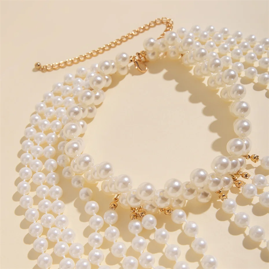 Bridal Tassel Imitation Pearl  - Pearl Necklace Set ulasan dan harga