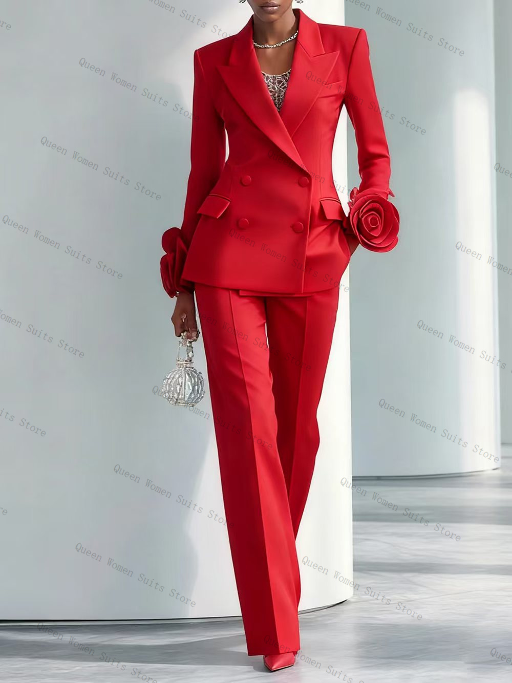 Luxury Red Women Suit Set 2 Pc - Women Luxury Formal Wear ulasan dan harga