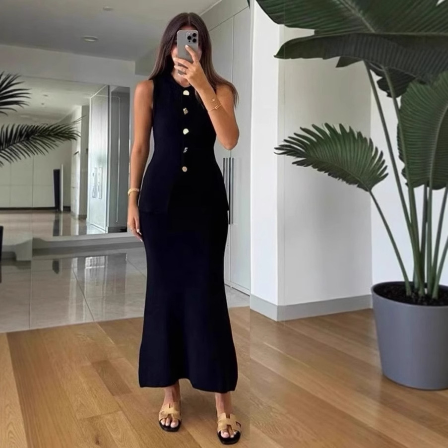 Round-neck Single-breasted Sle - Women Formal Wear Set ulasan dan harga