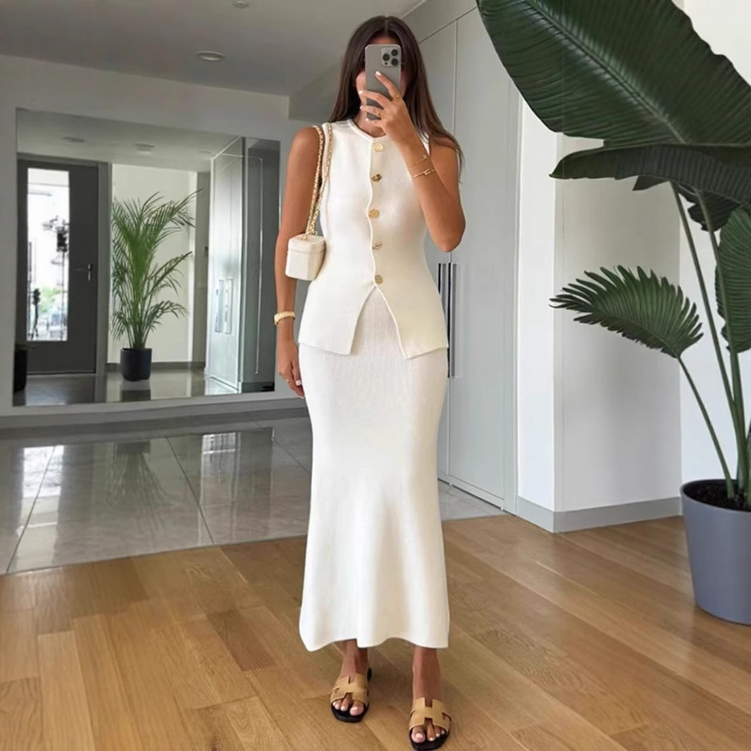 Round-neck Single-breasted Sle - Women Formal Wear Set ulasan dan harga