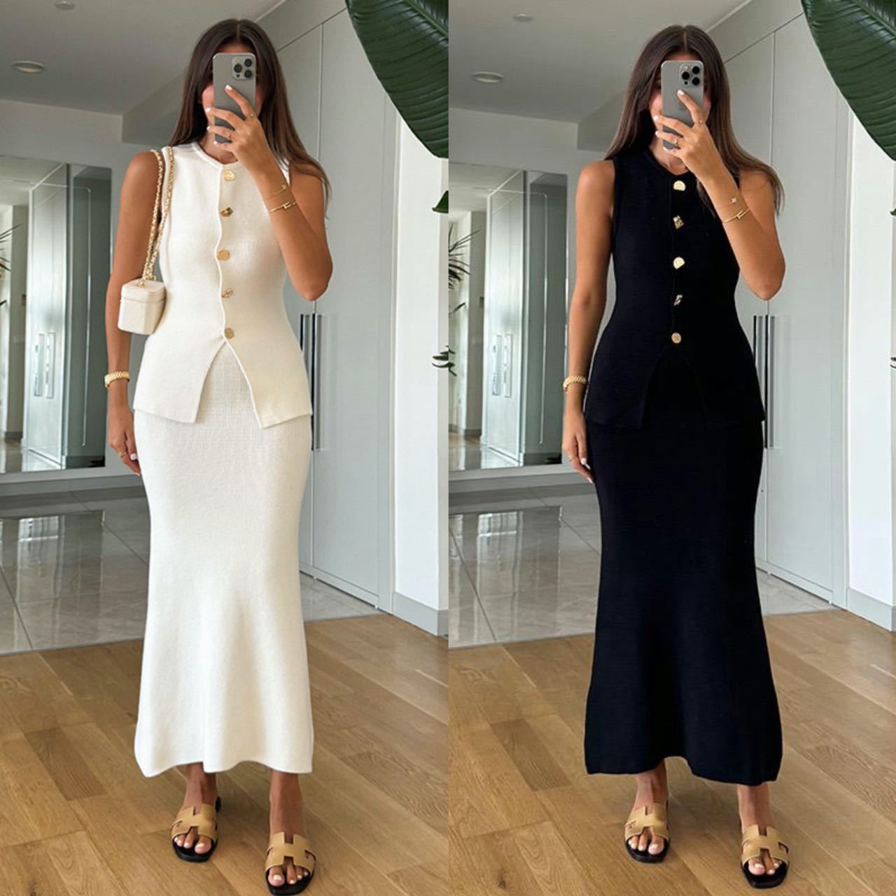 Round-neck Single-breasted Sle - Women Formal Wear Set ulasan dan harga