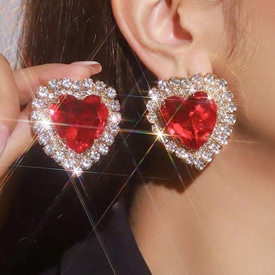 Luxury Heart-Shaped Crystal Rh - Formal Wear Jewelry For Women ulasan dan harga