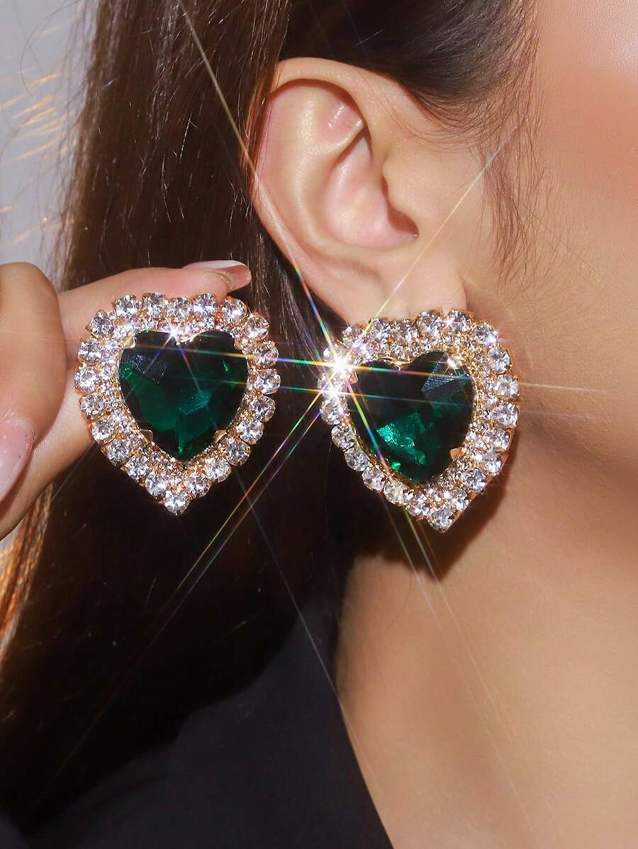 Luxury Heart-Shaped Crystal Rh - Formal Wear Jewelry For Women ulasan dan harga