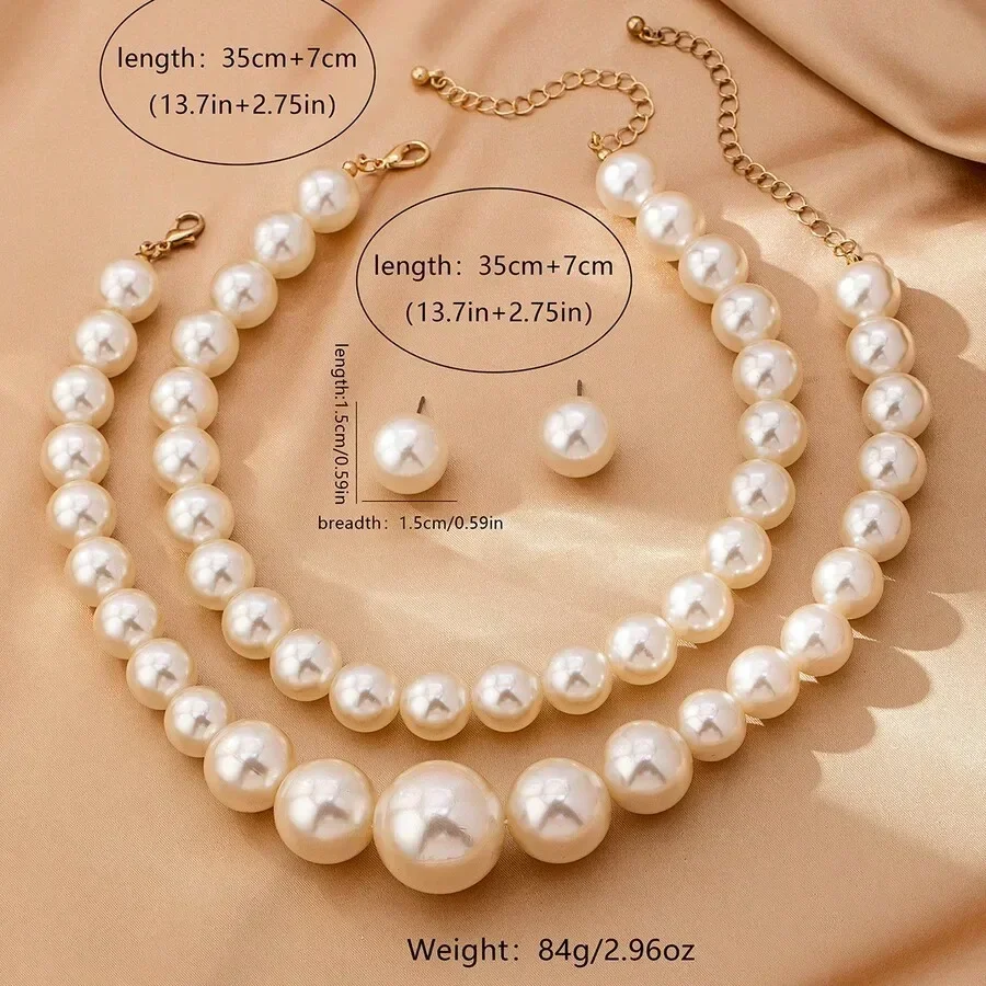 Elegant Pearl Necklace Set Wit - Pearl Necklace Set ulasan dan harga