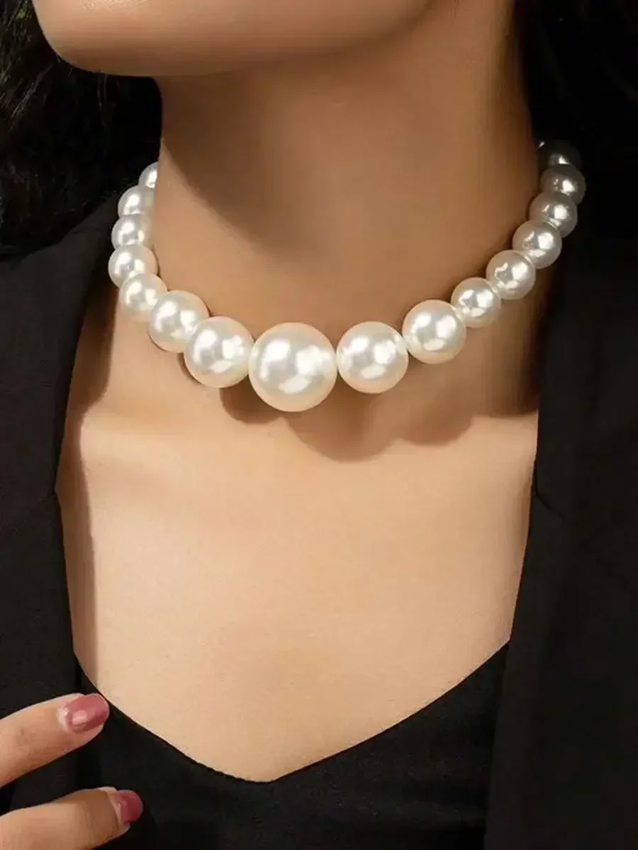 Elegant Pearl Necklace Set Wit - Pearl Necklace Set ulasan dan harga