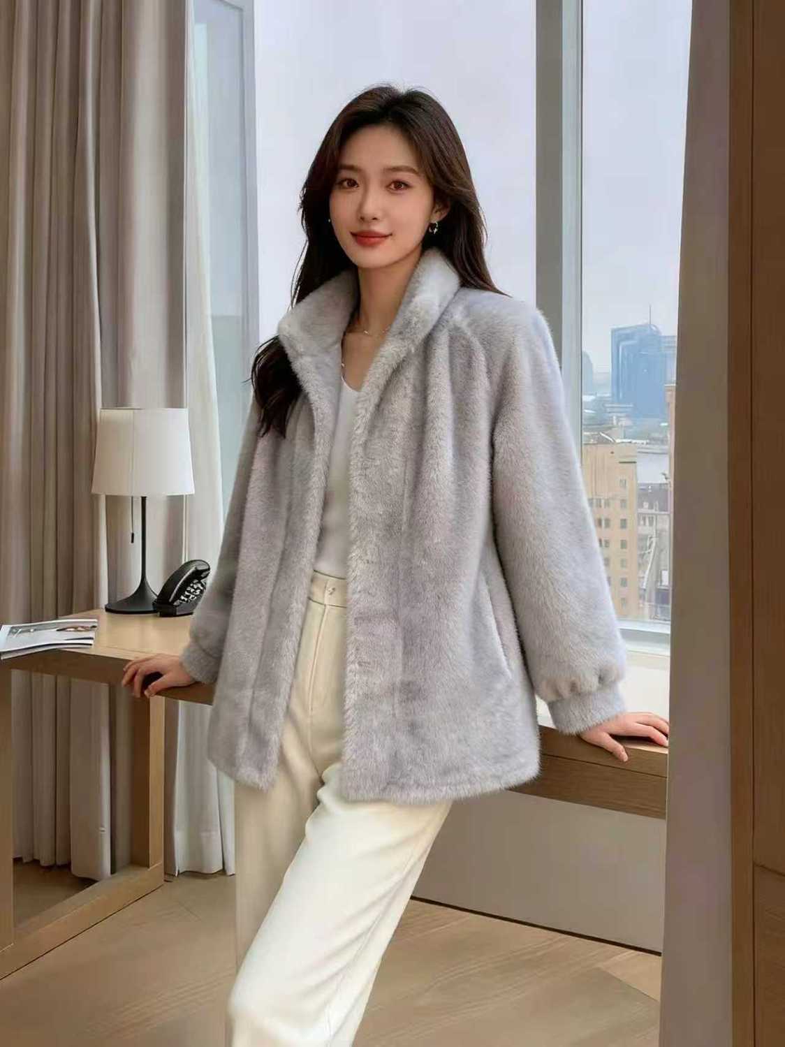 Faux Fur Mink Coats Womens Aut - Tailored Coat Wool ulasan dan harga