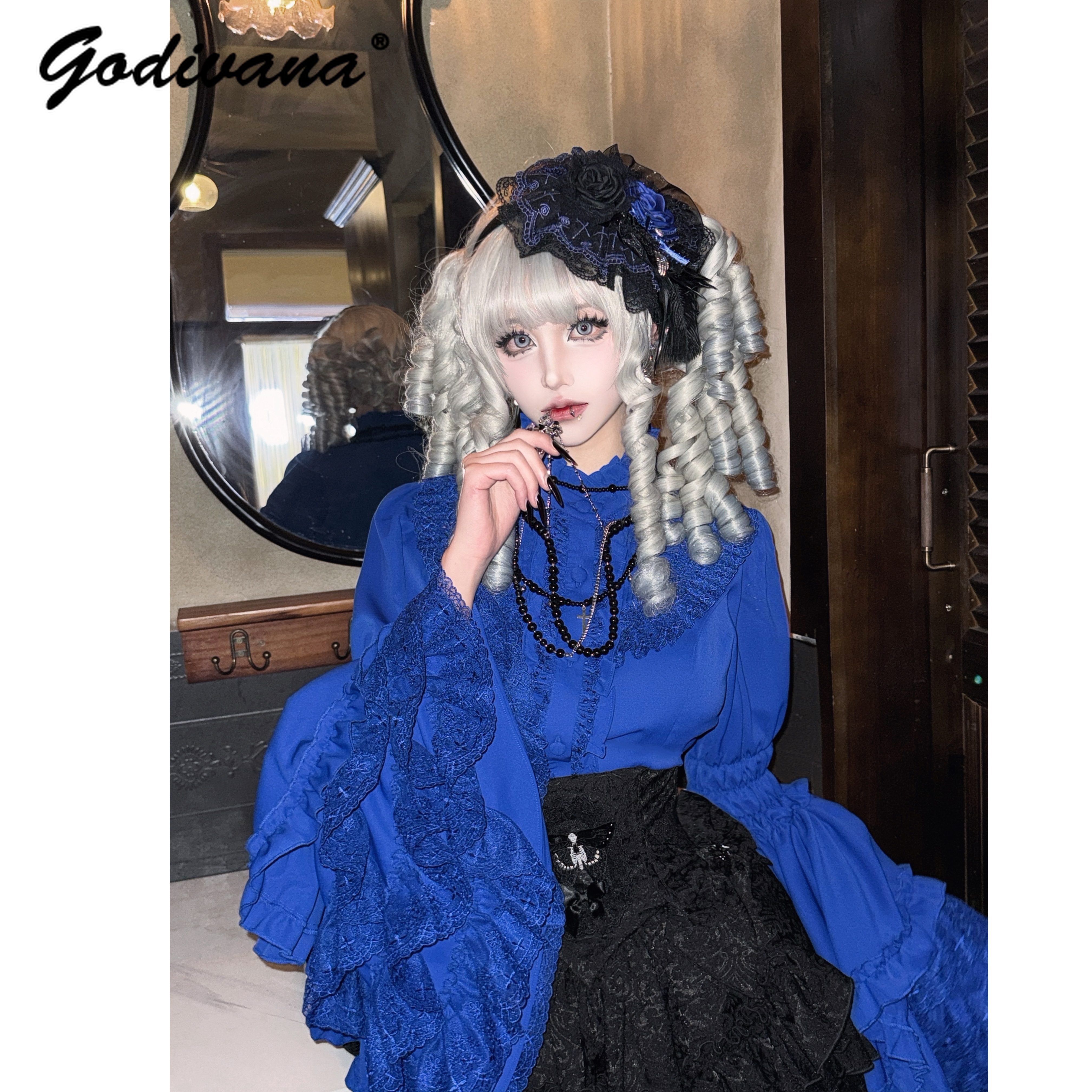 Original Lolita Chiffon Blouse - Women'S Gothic Formal Wear ulasan dan harga