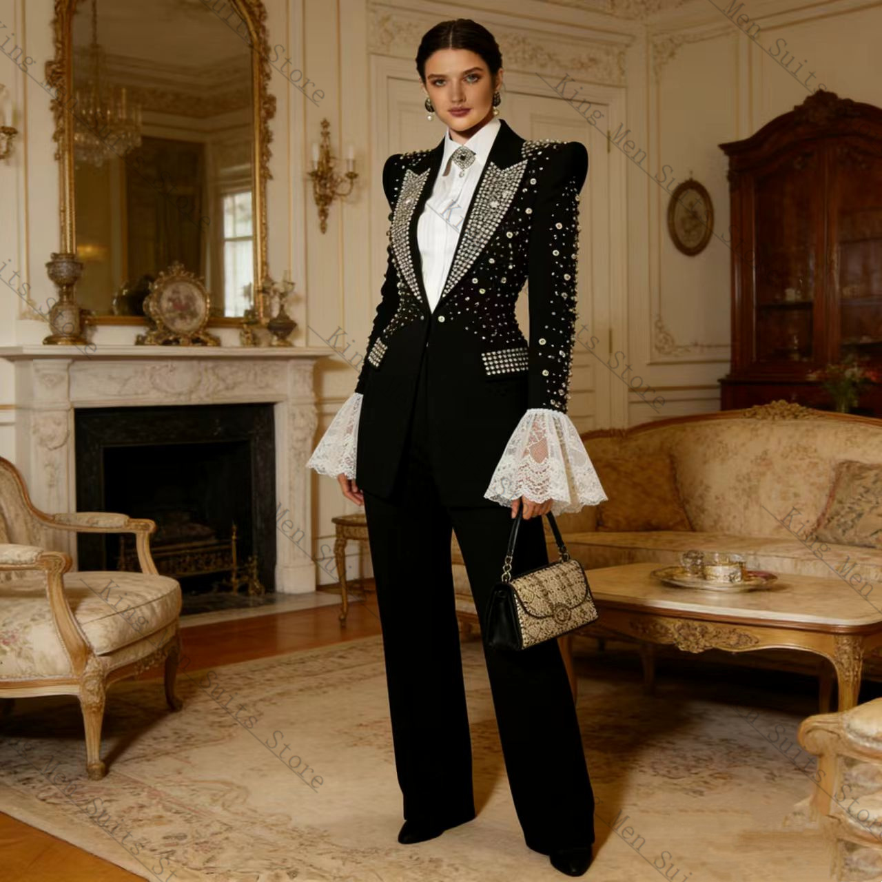 Crystals Black Women Suit Set  - Women Luxury Formal Wear ulasan dan harga