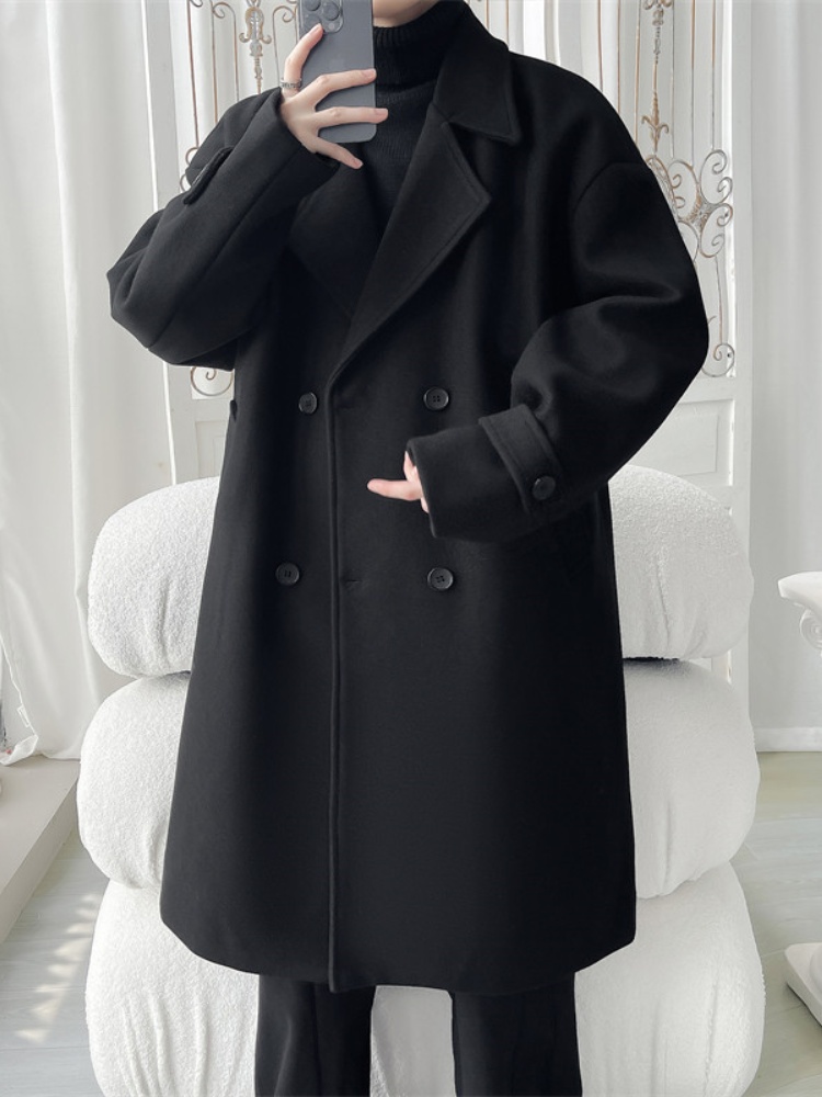 Men's Long Over-Knee Woolen Co - Tailored Coat Wool ulasan dan harga