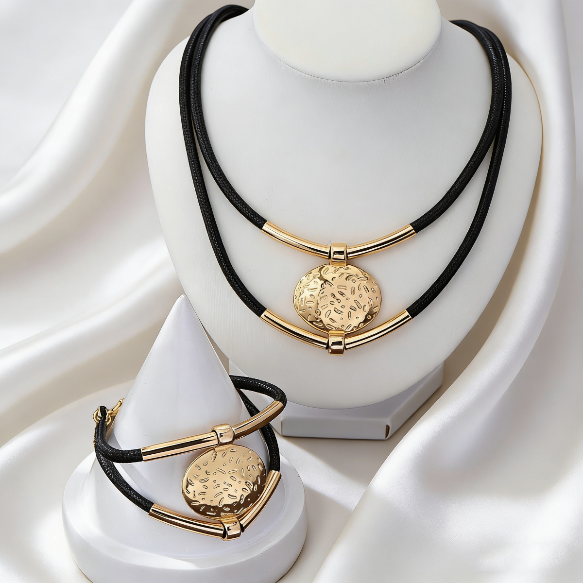 Elegant Oval Pendant Set Textu - Formal Wear Jewelry For Women ulasan dan harga
