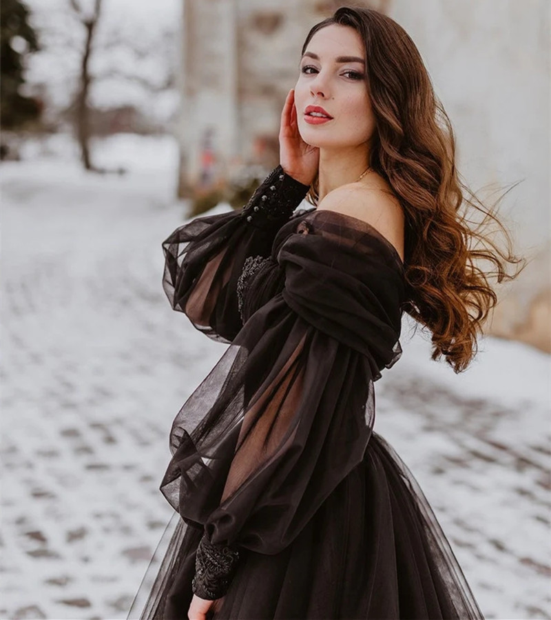 Customized Gothic Black Weddin - Women'S Gothic Formal Wear ulasan dan harga